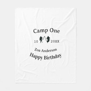 Verjaardag naam datum campingavontuur fleece deken