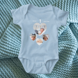 Verjaardag naam leeftijd foto collage baby boy bla romper