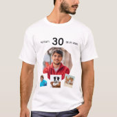 Verjaardag naam leeftijd foto collage man t-shirt (Voorkant)