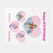 Verjaardag naam leeftijd foto hart collage meisje fleece deken (Voorkant (Horizontaal))