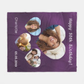 Verjaardag naam leeftijd foto hart collage vrouw p fleece deken (Voorkant (Horizontaal))