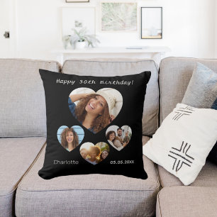 Verjaardag naam leeftijd foto hart collage vrouw z kussen