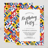 Verjaardag nautisch signaalvlagpatroon kaart (Voorkant / Achterkant)