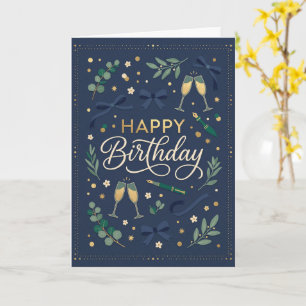 Verjaardag Navy Greenery Kaart