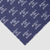 Verjaardag navyblauw witte naam script minimalist tissuepapier (Detail)