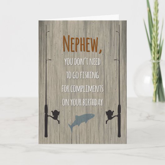 Verjaardag neef, Gevist voor complimenten Kaart (Voorkant)