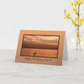 Verjaardag, neef, Ocean Uitzicht bij zonsondergang Kaart (Gele Bloem)