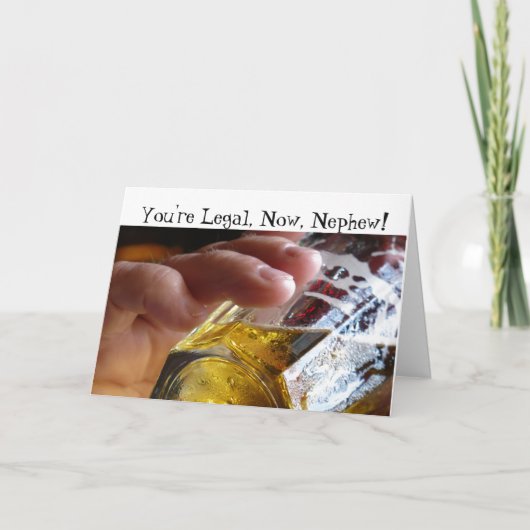 Verjaardag, neef, wettelijk, 21. Bier in glas. Kaart (Voorkant)