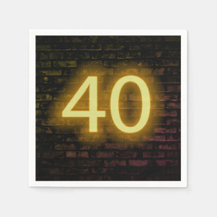 Verjaardag Neon 40 Bord op Bakstenen Muur Servet