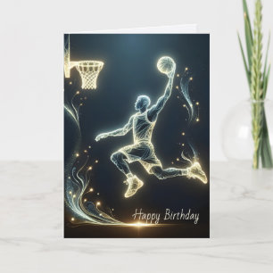 Verjaardag Neon Basketbalspeler Kaart