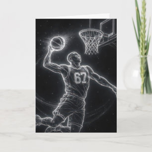 Verjaardag Neon Basketbalspeler Rugnummer 67 Kaart