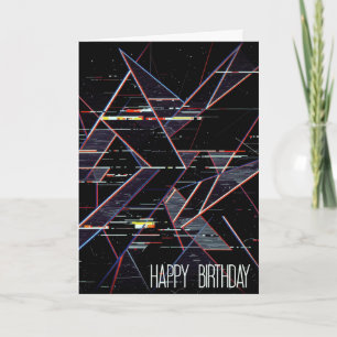 Verjaardag Neon Glitchcore Geometrische Vormen Kaart