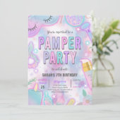 Verjaardag Neon Glow Pamper Spa Party Kaart (Staand voorkant)