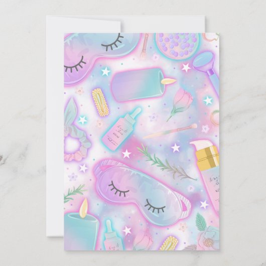 Verjaardag Neon Glow Pamper Spa Party Kaart (Achterkant)