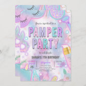 Verjaardag Neon Glow Pamper Spa Party Kaart (Voorkant / Achterkant)