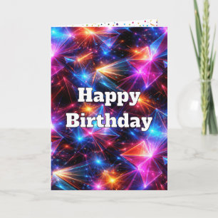 Verjaardag Neon Polygoon Abstract met Explosies Kaart