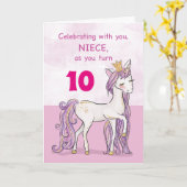 Verjaardag nichtje op maat roze paard met kroon kaart (Gele Bloem)