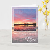 Verjaardag Niece, Stunning Roze Zonsopgang. Kaart (Gele Bloem)