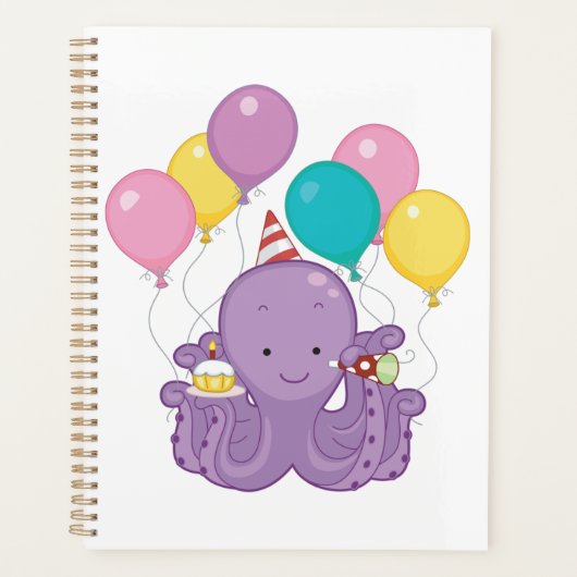 Verjaardag Octopus Spiral Planner (Voorkant)