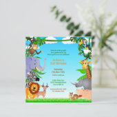 Verjaardag Oerwoud Dieren Flat Invitation Kaart (Staand voorkant)