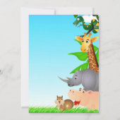 Verjaardag Oerwoud Dieren Flat Invitation Kaart (Achterkant)