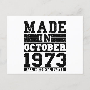 Verjaardag oktober 1973 Vintage gezegde Briefkaart