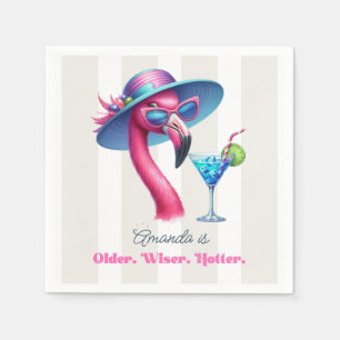 Verjaardag Older Wiser Hotter Hot Roze Flamingo Servet