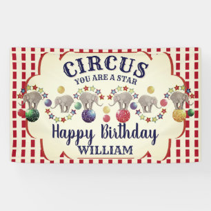 Verjaardag olifant ouderwetse circus spandoek