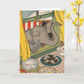 Verjaardag olifantendesserts kaart (Gele Bloem)