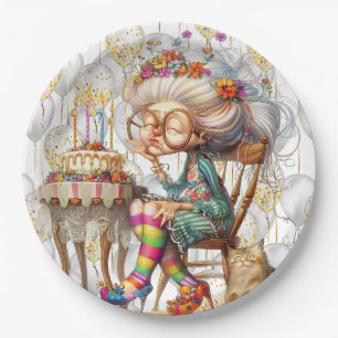Verjaardag Oma Met Feestballonnen Papieren Bordje