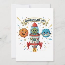 Verjaardag ontploffen! Schattigee alien in een rak Kaart