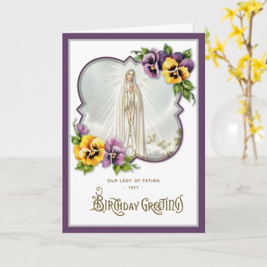 Verjaardag Onze Lieve Vrouw van Fatima Maagd Maria Kaart (Gele Bloem)