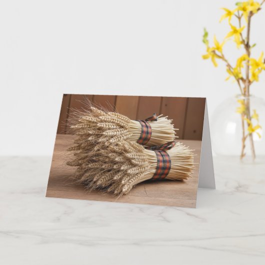 Verjaardag Oogst Tarwe Bundels Kaart (Gele Bloem)
