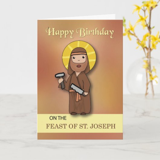 Verjaardag op het feest van St. Joseph Simple Kaart (Gele Bloem)