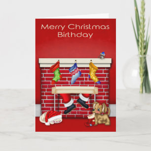 Verjaardag op het wenskaart van Kerstmis Feestdagen Kaart