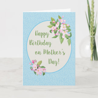 Verjaardag op Moederdag, Apple Blossom, Sky Blue Kaart