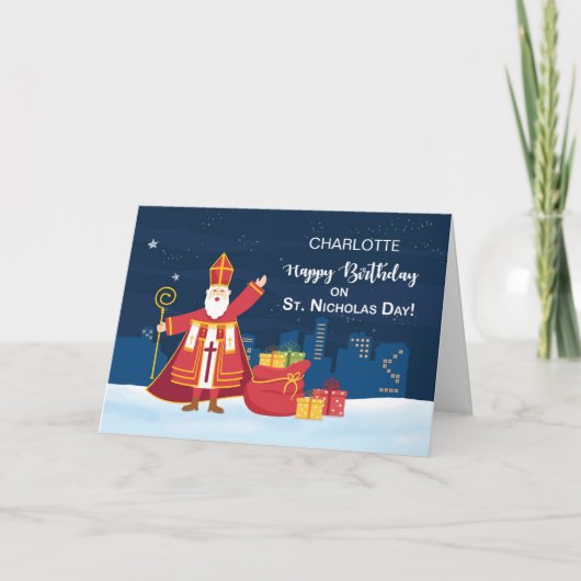 Verjaardag op St. Nicholas Day gevuld met eenvoudi Kaart (Voorkant)