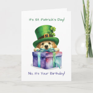 Verjaardag op St. Patrick's Day Mooie Hond met Hoe Kaart
