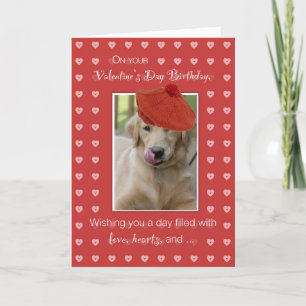 Verjaardag op Valentijnsdag Golden Retriever Feestdagen Kaart