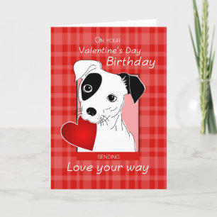 Verjaardag op Valentijnsdag Jack Russell Terrier Feestdagen Kaart