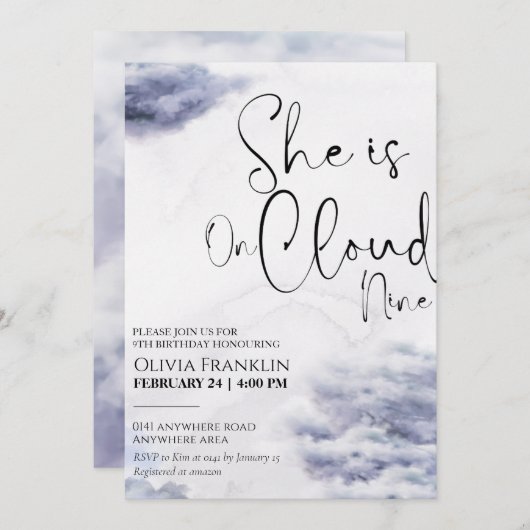 verjaardag op wolk negen kaart (Voorkant / Achterkant)