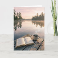Verjaardag Open Boek Met Koffie Op Een Meersteiger