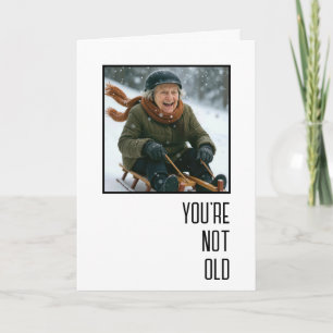 Verjaardag Oude Dame Skiënde de Heuvel Af Kaart