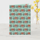 Verjaardag Oude Groene Postzegels Kaart (Gele Bloem)