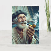 Verjaardag oude zeeman roken een pijp kaart (Voorkant)