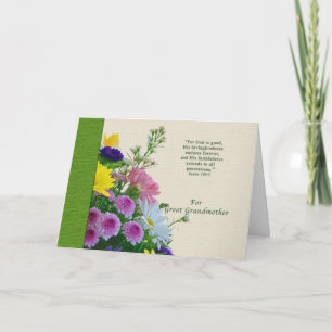 Verjaardag, overgrootmoeder, Bloemenboeket Kaart