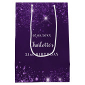 Verjaardag paarse glitter medium cadeauzakje (Achterkant)