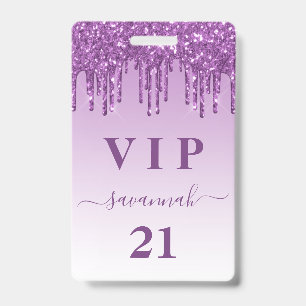 Verjaardag paarse glitters glazuur monogram luxe v badge