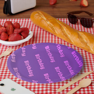 Verjaardag (paarse) papieren bordje