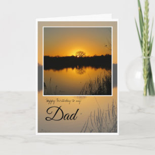 Verjaardag papa, boom gesilhouet achter zonsopgang kaart